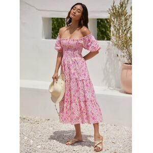 Anthropologie Peixoto Coco Smocked Puff Sleeve Tiered Dress